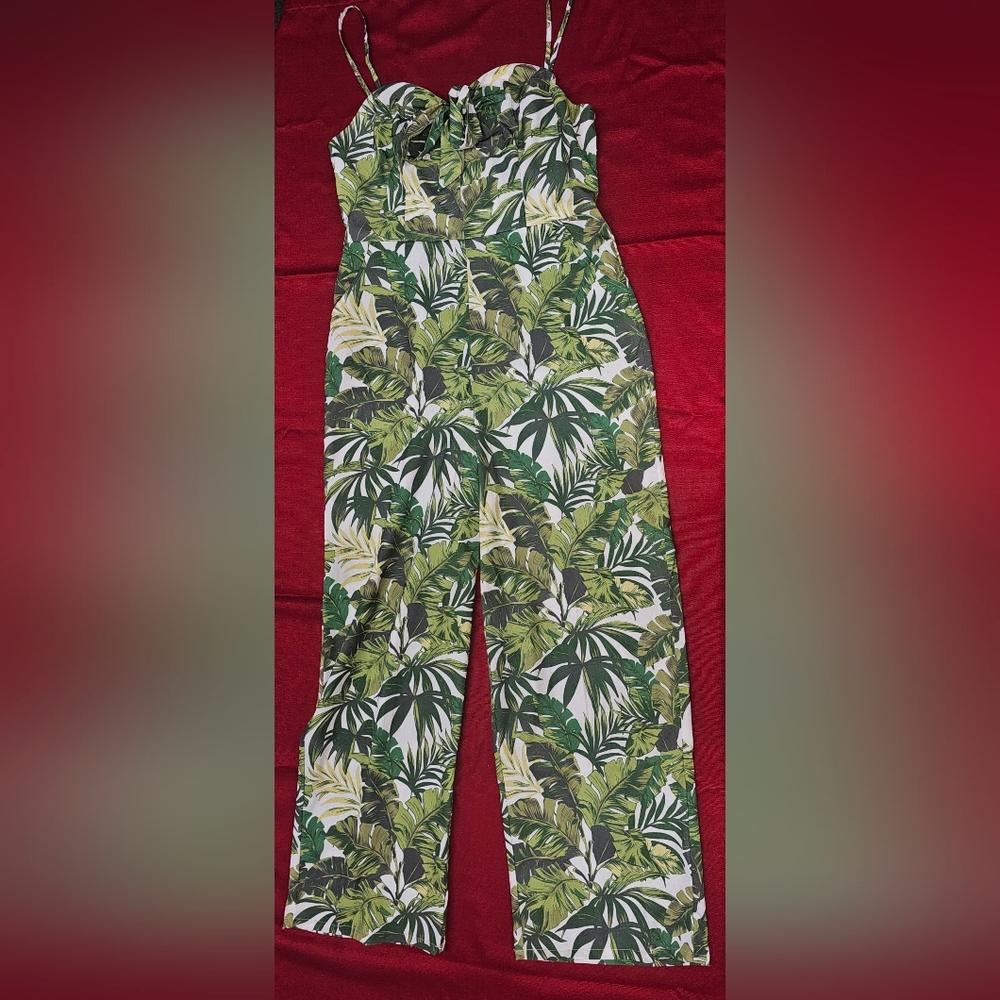Guess Valerie Printed Tie-Front Jumpsuit Back Zip With‎ Pockets Size XL